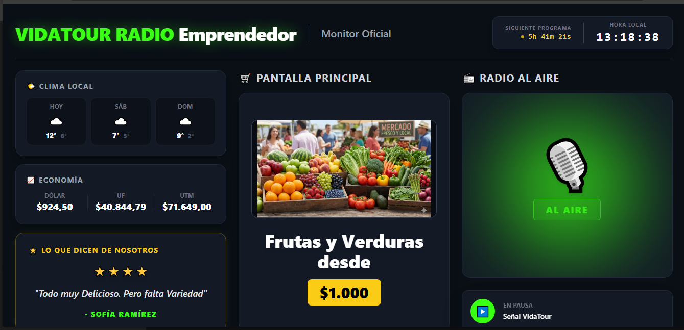 Monitor TV VidaTour en local comercial